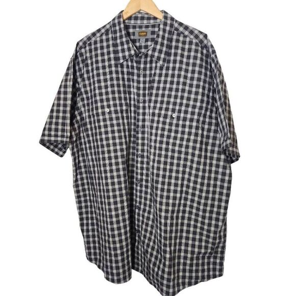 The Foundry Supply Company gray plaid sorry sleeve button front shirt 3xlt tall - Picture 1 of 5